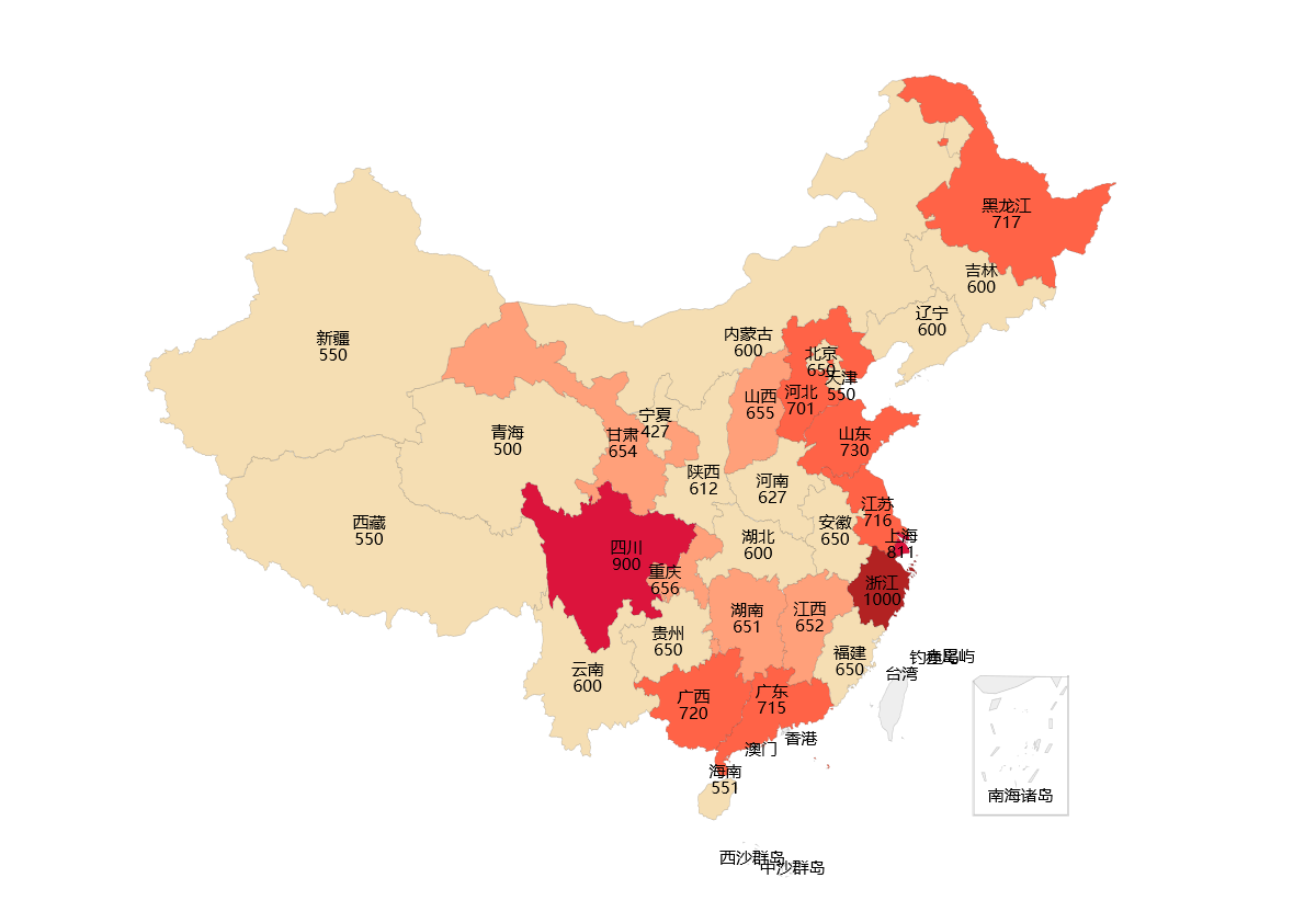 图1  各地化妆品抽样批次数量分布图